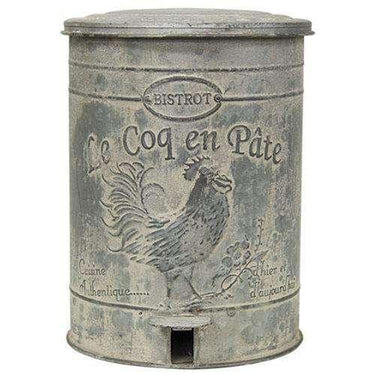 Distressed Galvanized Bistro Trash Bin with Pedal to Open Lid - The Fox Decor
